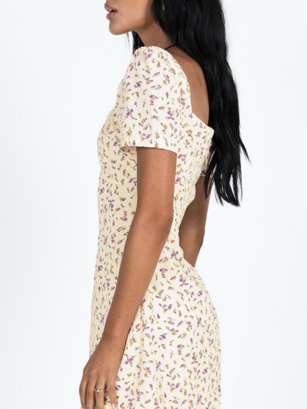 Princess Polly Cream Mini Dress with Purple Floral Print